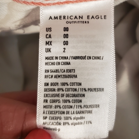 American Eagle Red White Blue Hi Rise Mom Shorts Cotton Size 00 - Picture 12 of 13